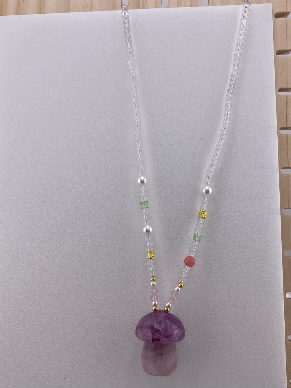 Authentic Amethyst Mushroom Carving Beaded Crystal Necklace